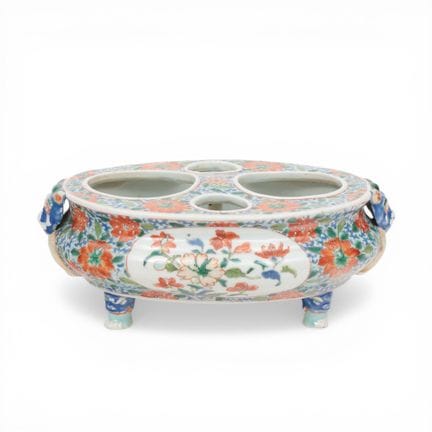 China, an oval famille verte porcelain desk set, c