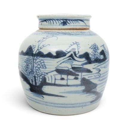 Chine, pot à gingembre en porcelaine bleue et blan