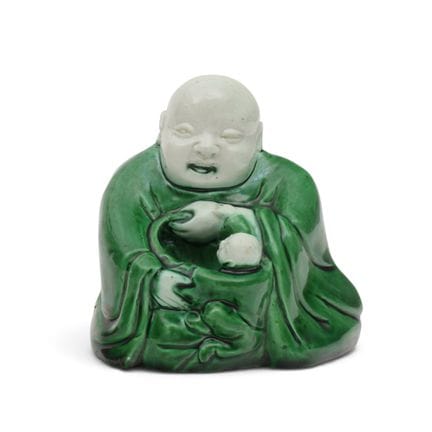Chine, figurine en porcelaine à glaçure verte repr