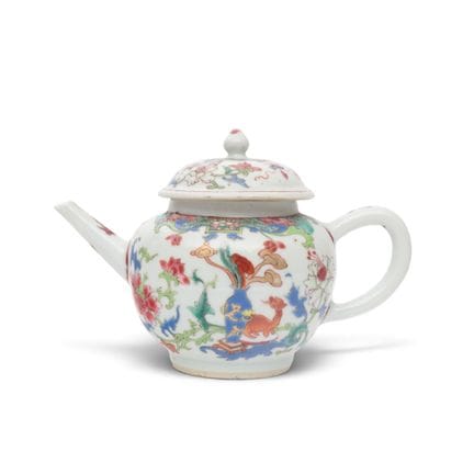 China, a famille rose porcelain teapot and lid, Qi