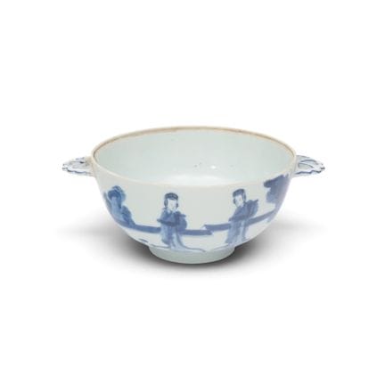 China, un cuenco de porcelana azul y blanca, del p
