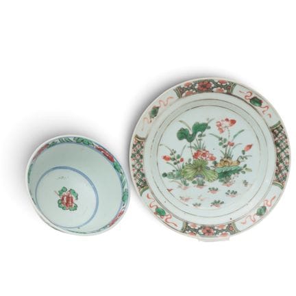 China, a "famille verte" porcelain bowl and plate,