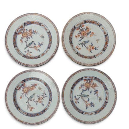 Chine, ensemble de quatre assiettes creuses en por