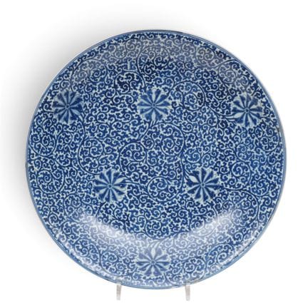 China, a blue-and-white porcelain dish, 19th centu