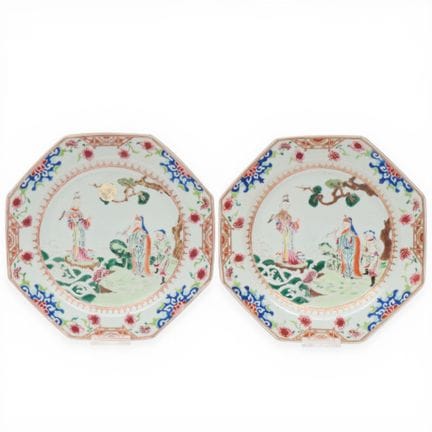 China, a pair of famille rose porcelain octagonal 