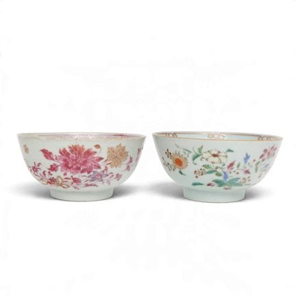 China, two famille rose porcelain bowls, 18th cent