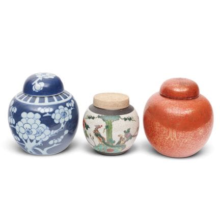 China, three different ginger jars, 20th century: 