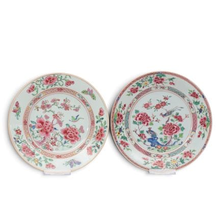 China, two famille rose porcelain plates, Qianlong