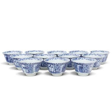 China, a set of twelve blue-and-white porcelain cu