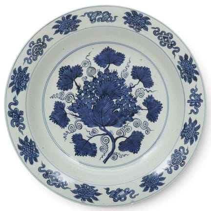 China, a blue-and-white porcelain "grapes" charger