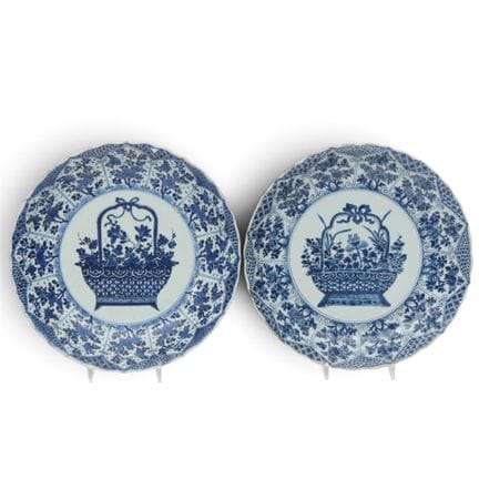 China, a pair of blue-and-white porcelain dishes, 