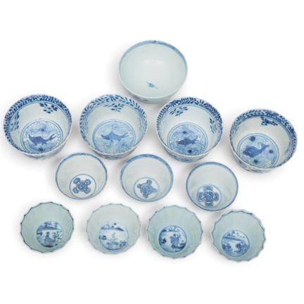 China, a collection of blue-and-white porcelain cu