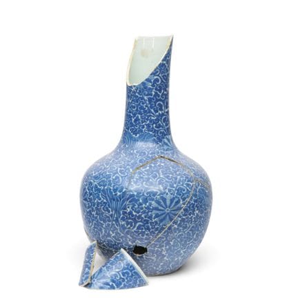 China, eine große blau-weiße Porzellanflaschenvase