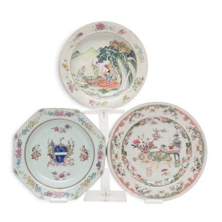 China, two famille rose plates, 18th century, and 