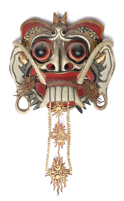 Bali, a painted wooden Rangda mask. W: 27 cm. [1]