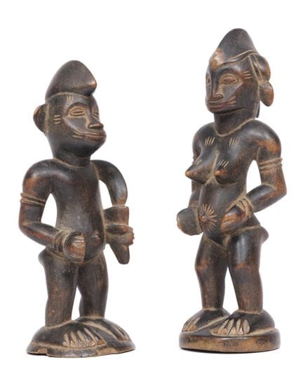 Costa de Marfil, senufo, pareja de figuras de pie 
