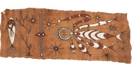 Papúa, lago Sentani, pintura sobre tela de corteza