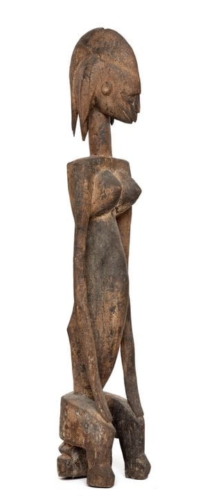Malí, malinke, figura femenina sentada, con un toc