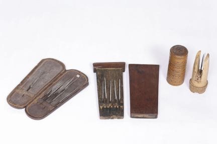 Indonesia, Bali: two wooden containers; Sumatra, B
