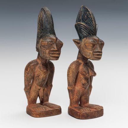 Nigeria, yoruba, Oyo, par de figuras gemelas, ibej