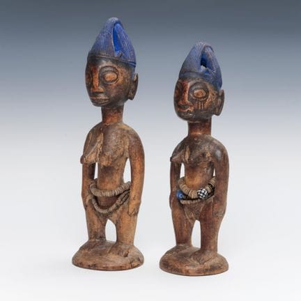 Nigeria, yoruba, Oyo, pareja de figuras de gemelas