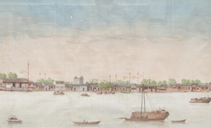 China, pair of paintings, 19th century, figures an