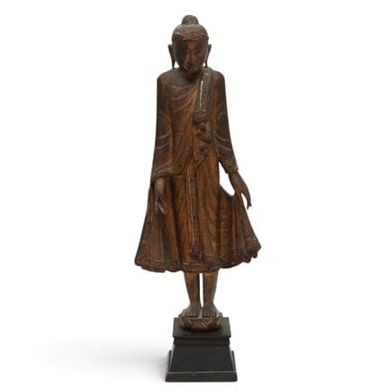 Burma, a Mandalay-style wooden Buddha figure, 19th