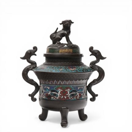 China, a cloisonné bronze censer and cover, 19th c