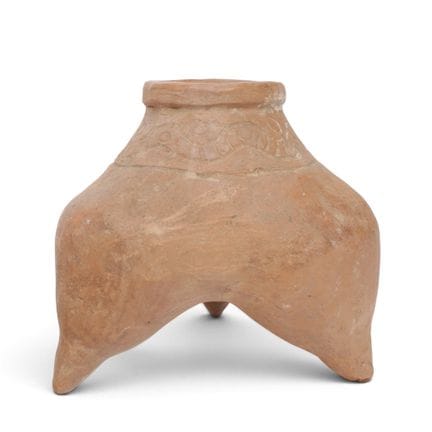 China, a red pottery tripod cooking jar from Gansu