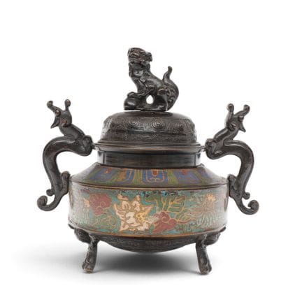 China, a bronze cloisonné censer, early 20th centu