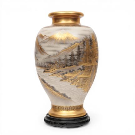 Japon, vase balustre en porcelaine de Satsuma, ver