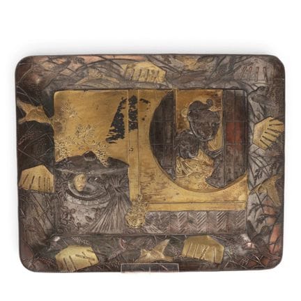 Japan, a shakudo silver-plated and gilded copper t