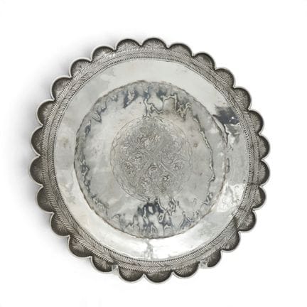 Indonesia, a silver circular dish engraved with a 