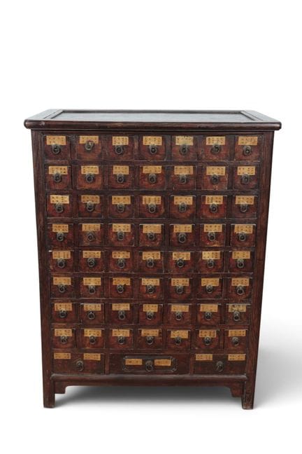 Chine, armoire à pharmacie en bois d'orme, XIXe si