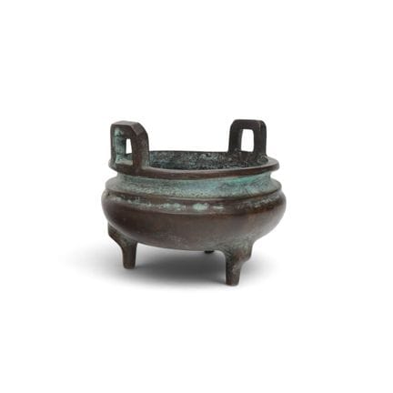 China, a small bronze tripod censer, probably 19th