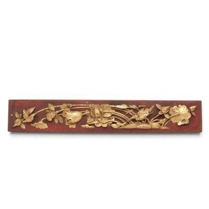 China, a red and gilt lacquer carved ornament, ca.