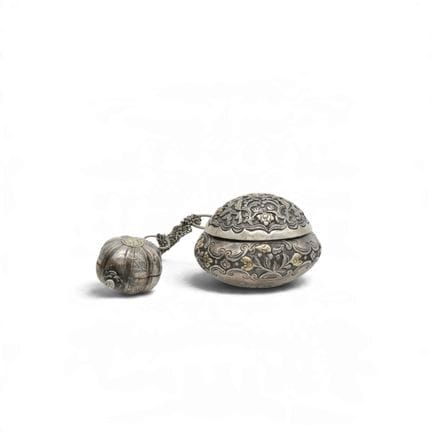 Indonesia, a two-part silver sirih or betel nut bo
