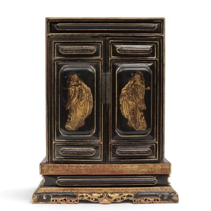 China, a black and gilt lacquer altar, late Qing d