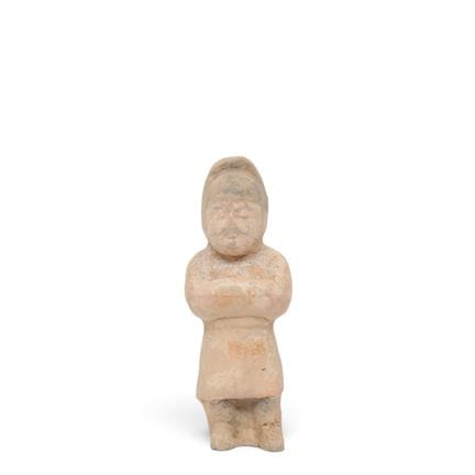 China, a small Tang-style figure, standing, arms c