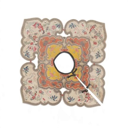 China, an embroidered silk ladies' collar, late Qi