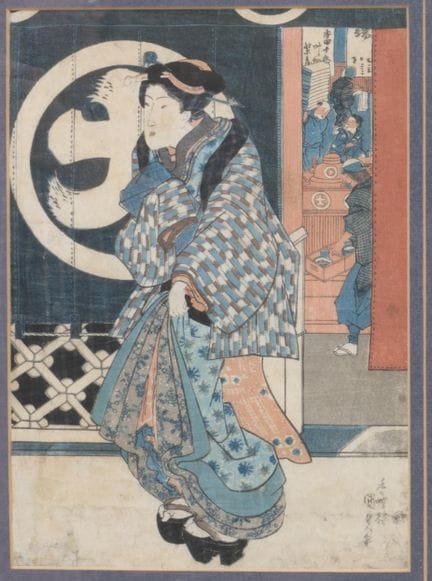 Japon, collection de cinq estampes sur bois, toute