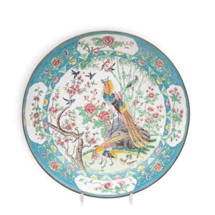 China, a Canton enamel dish, 20th century, decorat
