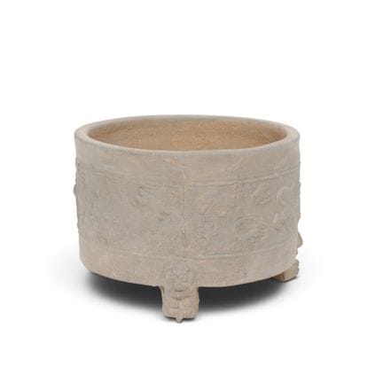 China, a gray pottery tripod censer, Han Dynasty (