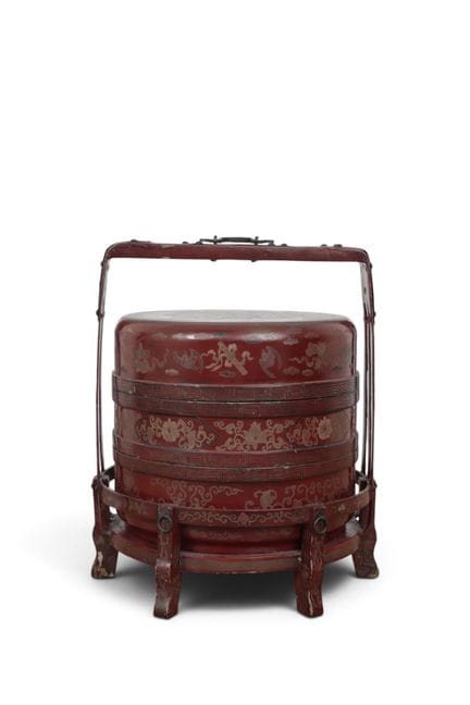 China, a red lacquer wedding basket, ca. 1900, thr