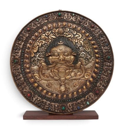 Tibet, a partially gilded mixed-metal mandala, 20t