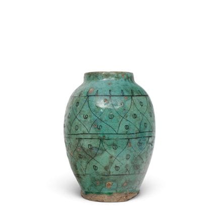 Kubachi pottery vase, 18th century. Rich turquoise