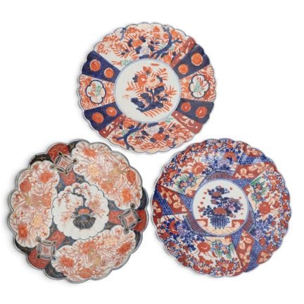 Japan, three different Imari porcelain lobed plate