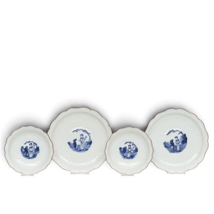 Japon, paire de bols et soucoupes Namban bleus et 