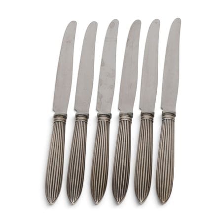 Lot de six couteaux de table, Empire, Amsterdam, a