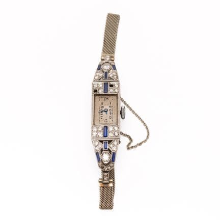 Montre Art déco « Ancre », sertie de diamants et d